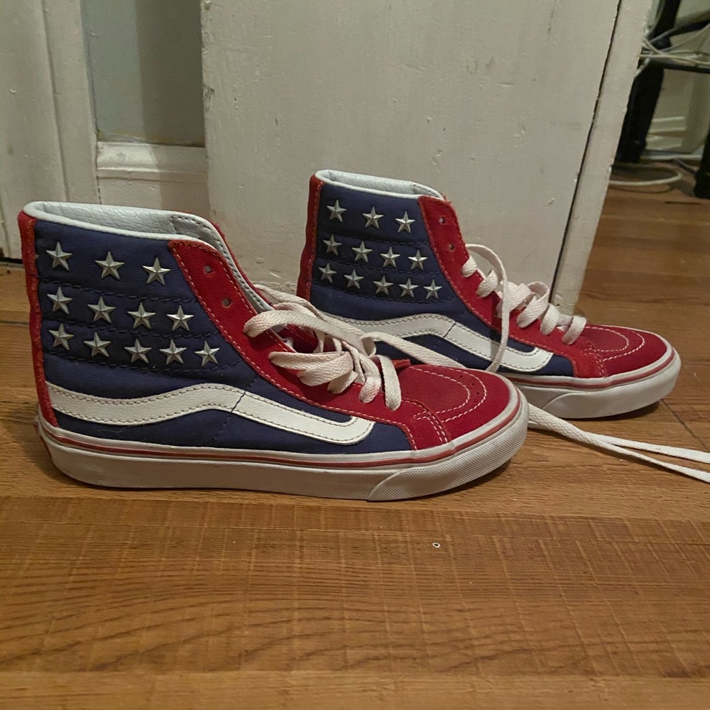American flag high top vans 🤍